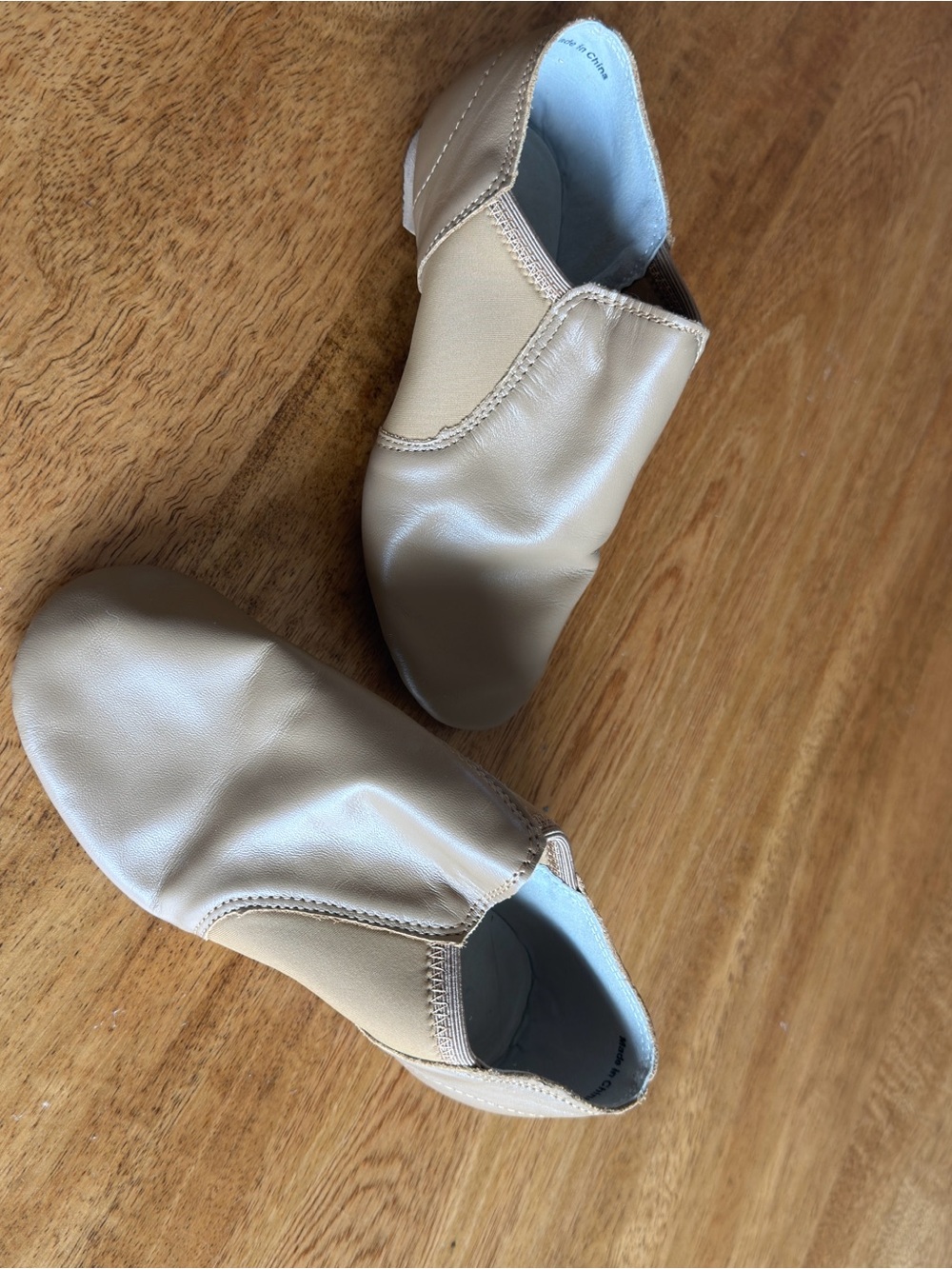 Kids Slip-On Dance Shoes — Tan Comfort Jazz Slippers